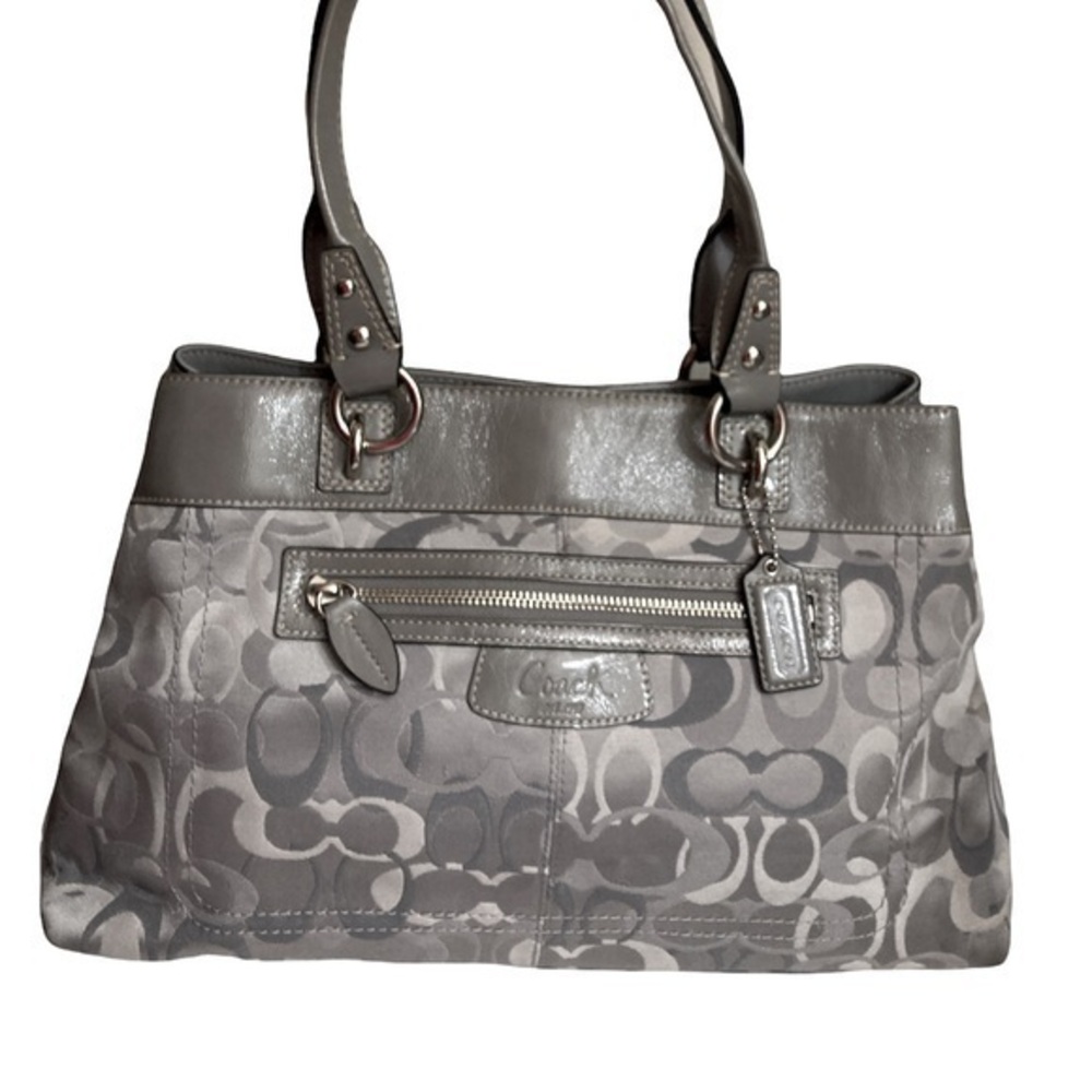 Coach gray silver optic c tote bag